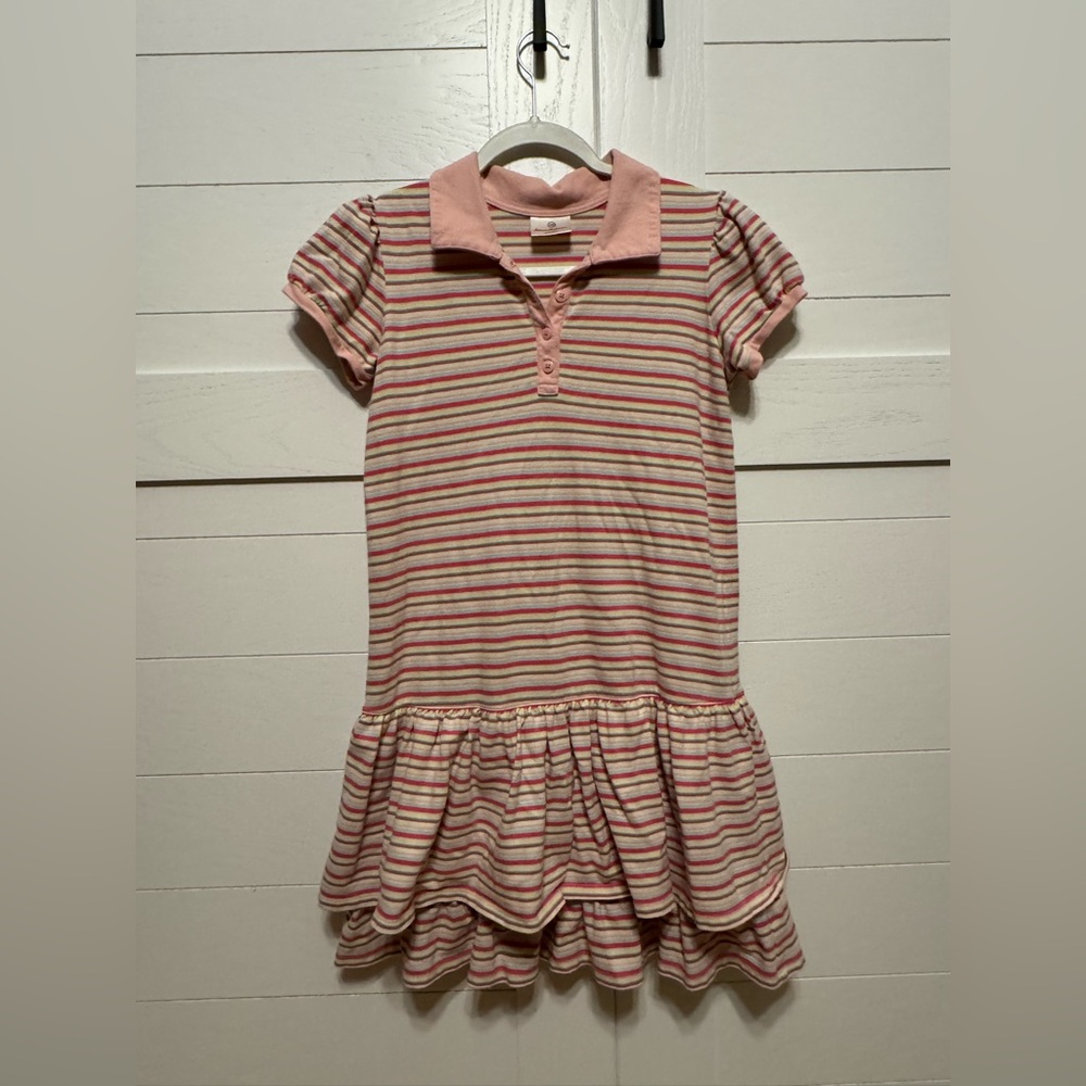 Hanna Andersson Pink Ruffled Polo Dress with Puff Sleeves